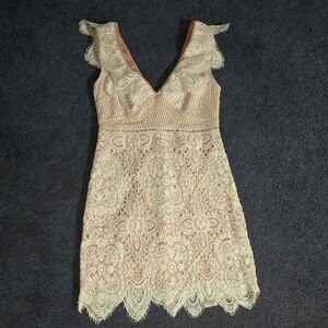 Lush Cream Lace Mini Dress